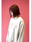 ピンクオレンジ×切りっぱなしボブ