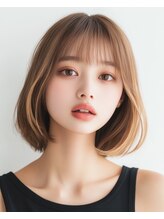 ニューカマー バイ ヘッドライト シブヤ(NEW COMER by HEADLIGHT shibuya) デザインカラー内巻きボブ　10代20代30代