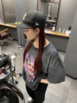 ボアップ 難波店(boappu) #プルエクステ#ロングヘア#レッドカラー