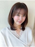 イメチェン美髪外ハネボブミディアムストレート寒色系カラー