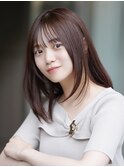 (F)小顔見えバング×大人かわいいミディアムレイヤー