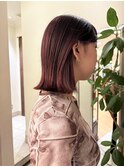 ★秋冬ワインレッド/ブリーチなし/切りっぱなしロブ/外ハネ/銀座