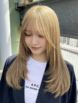 ディーバ 横浜(D.I.E.V.A) 20代30代斜めバング顔まわりくびれレイヤーミルクティーブロンド