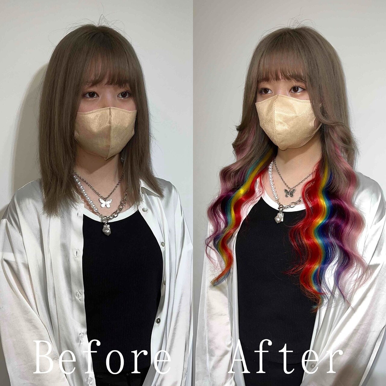 レインボーカラー#シールエクステ#バイカラー#韓国#小顔#札幌