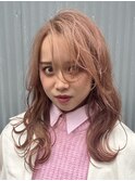 大人可愛い ハイトーン ピンクベージュ ブリーチカラー
