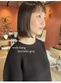ボブ/ワイドバング/ラベンダーグレー/グレージュ/20代/30代/40代