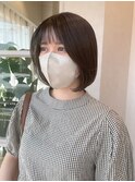 ボブ　ミルクティーベージュ　艶髪　髪質改善カラー　ショート