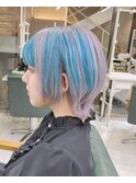 ジェンダーレスウルフカット　デザインカラーポイントカラー