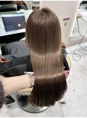 ブリーチなし ヘーゼルベージュ ワンレン 小顔 韓国ヘア 仙台