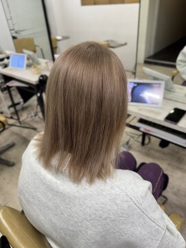 アジールヘア 所沢プロペ通り店(agir hair) シアーミルクティーベージュケアブリーチ小顔ワンレンボブ所沢