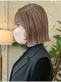 栄小顔丸みボブミルクティーベージュ