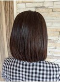 切りっぱなしボブ/髪質改善ストレート/内巻きワンカール/暗髪
