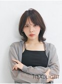 ミディアムレイヤーウルフボブレイヤーココアブラウンベージュ