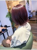 レッドピンク_レイヤーボブ_