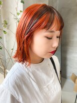 テトヘアー(teto hair) オレンジカラー　個性的　デザインカラー　ボブ　鮮やかカラー