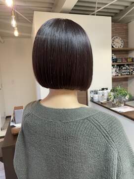 リュンヌ 門前仲町(lune) 切りっぱなしボブハイライトベージュカラーショートレイヤーロブ