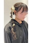 サイド編みおろしアレンジ