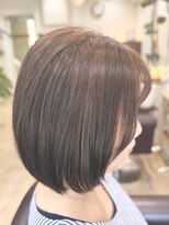 プラウドヘアー(Proud hair) 丸みボブ/白髪染め/ピンクベージュ/顔周り似合わせカット