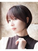 大人可愛い20代30代40代黒髪前下がりショートボブ丸みショート◎
