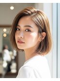 30代40代小顔レイヤーボブ◎透明感アッシュ×外ハネくびれ