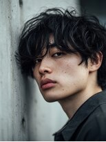 ココ(qoqo) ニュアンスパーマ メンズパーマ ナチュラルパーマ 暗色 眉毛