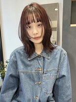 ラミエバイメルト 下北沢(lamie by melt)&nbsp;ミディアムレイヤーボブ顔周りカット前髪小顔ヘアレッドブラウン