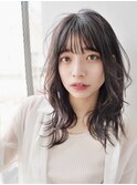 大人かわいい小顔耳かけ黒髪セミロング20代30代40代2021