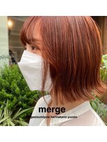 ヘアメイク マージ(hair make merge) 《東住吉区/デザインカラー》外ハネ×暖色カラー