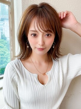 アフロート ディル(AFLOAT D'L) 大人かわいい 外ハネボブ ベージュ ラベンダーカラー くびれヘア