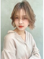 メーヴェ(Mowen) mowen 南堀 江 ボブ×ピンクベージュ×顔まわりレイヤー