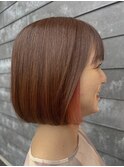 ショートボブ×インナーカラーオレンジベージュ