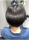 丸みショートボブ×自然な縮毛矯正