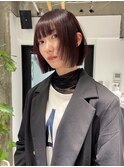 レイヤーボブフェイスレイヤー暖色ボルドーワインレッド