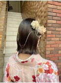 切りっぱなしボブ　飾りつけ　水引き　卒業式袴着付け　横浜★