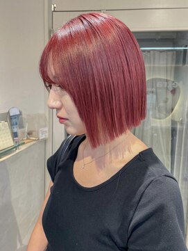 テトラ バイ ネオリーブ 横浜西口店(tetra by neolive) 切りっぱなしボブ レッドカラー 秋カラー 横浜 N