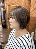 マッシュショート/アッシュカラー/シースルバング/大人ボブ