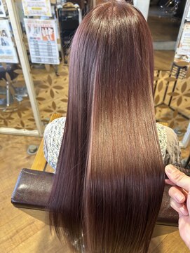 オーバルヘアー ルポ(OVAL hair repos) 髪質改善カラー/ピンクブラウン/ストレートロング