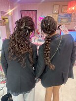 ハナココ 水戸店(hana Coco) ゆるふわハーフアップ、編み下ろしポニー