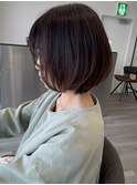 小顔カットショートボブ大人可愛いアッシュオリーブ