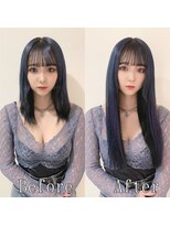 エクステ専門店あるじゃんすー 広島店&nbsp;ネイビー#シールエクステ#大人ダークカラー#小顔ヘア#前髪#広島