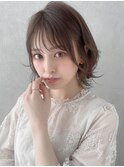 【ROMA銀座】20代30代40代/ベージュカラー/外ハネくびれボブ
