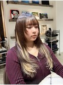 ロングウルフカットハッシュカット顔まわりレイヤーカット
