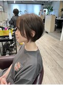 大人ショートボブ丸みショートカットマッシュショート前髪あり