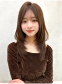 20代30代40代◎前髪パーマ韓国風巻きくすみベージュお団子ヘア