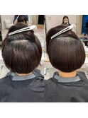 ショートスタイルもsins酸性ストレートで収まりの良い艶髪に