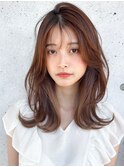 薄めバング斜めバング似合わせカットハイライトカラー前髪