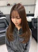 ブラウンベージュ×ワンカールレイヤーヘア