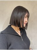 黒髪ストレートロングレイヤーミディアム髪質改善ストレートヘア