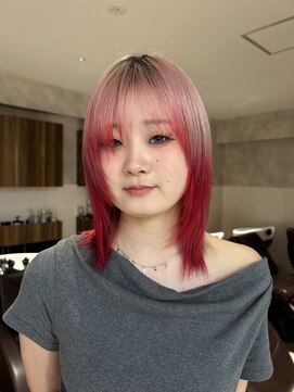 フェイス 石川町 (FACE) 個性派さん必見！目を惹くピンクレッドのウルフスタイル