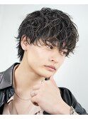 メンズスパイラルパーマ波巻きツーブロック